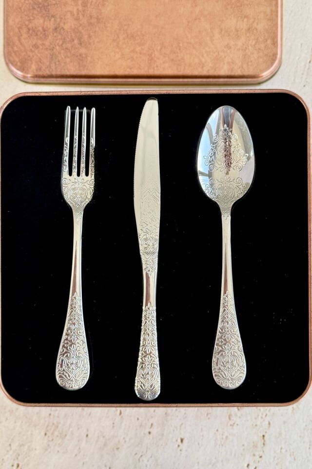 Antique 6 Kişilik 36 Parça 18/10 Paslanmaz Çelik Çatal Kaşık Bıçak Takımı (Gold) GÜMÜŞ