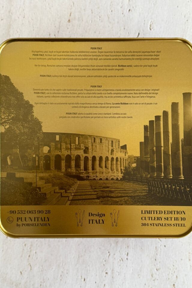 Antique 6 Kişilik 36 Parça 18/10 Paslanmaz Çelik Çatal Kaşık Bıçak Takımı (Gold) GÜMÜŞ