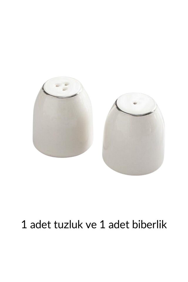 Modern Krem Porselen Tuzluk-biberlik takımı 5,5x5 Cm Gümüş