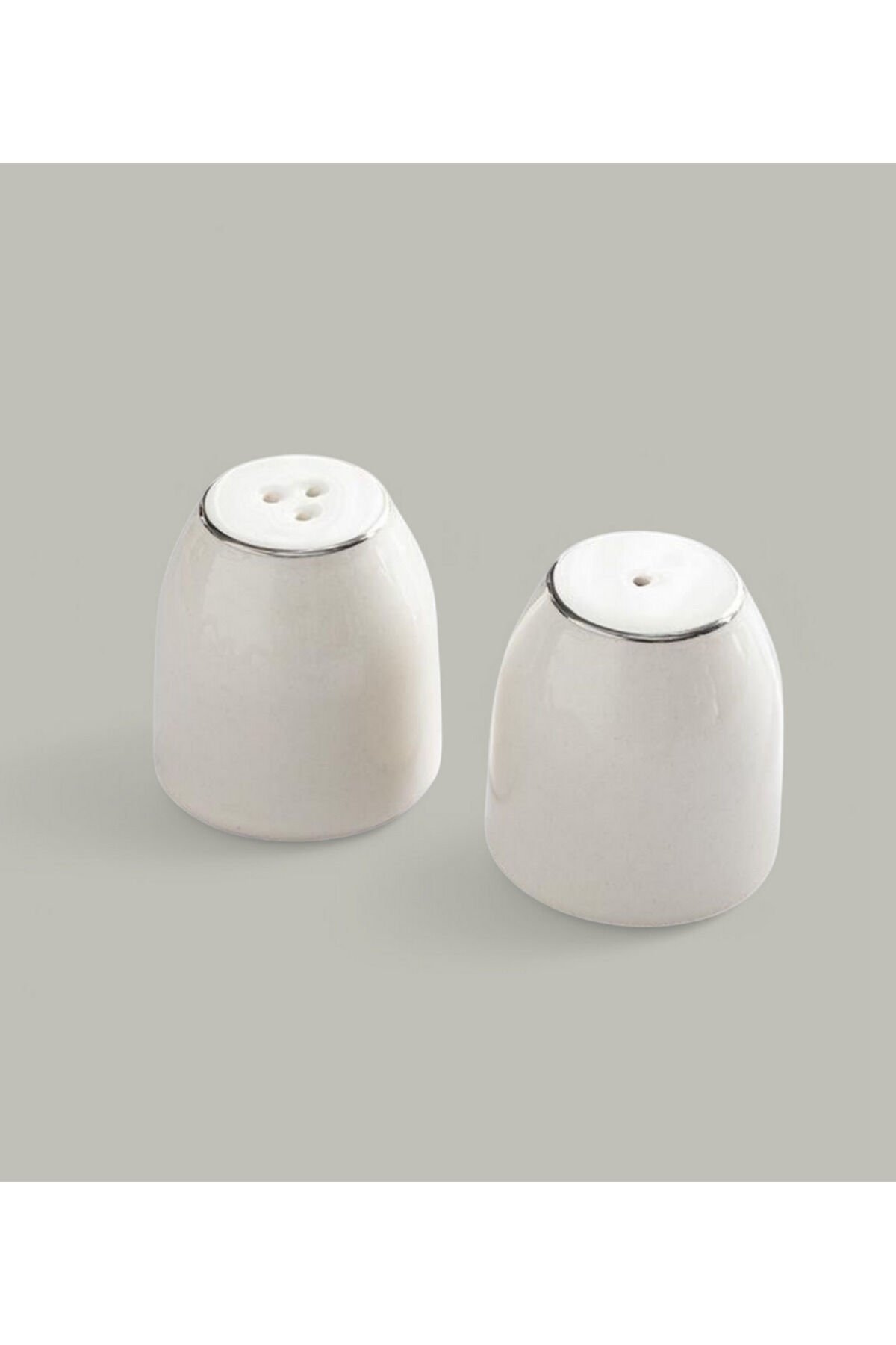 Modern Krem Porselen Tuzluk-biberlik takımı 5,5x5 Cm Gümüş