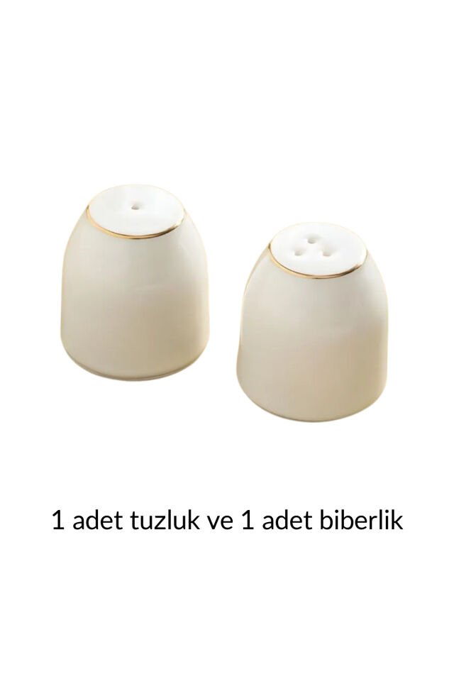 Modern Krem Porselen Tuzluk-biberlik takımı 5,5x5 Cm Gold