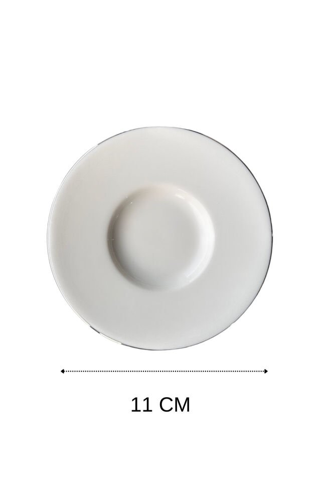 Modern Gümüş Krem 6 Parça 11 Cm 6 Kişilik Premium Porselen Gümüş Yaldızlı Çay Tabağı Takımı Gri