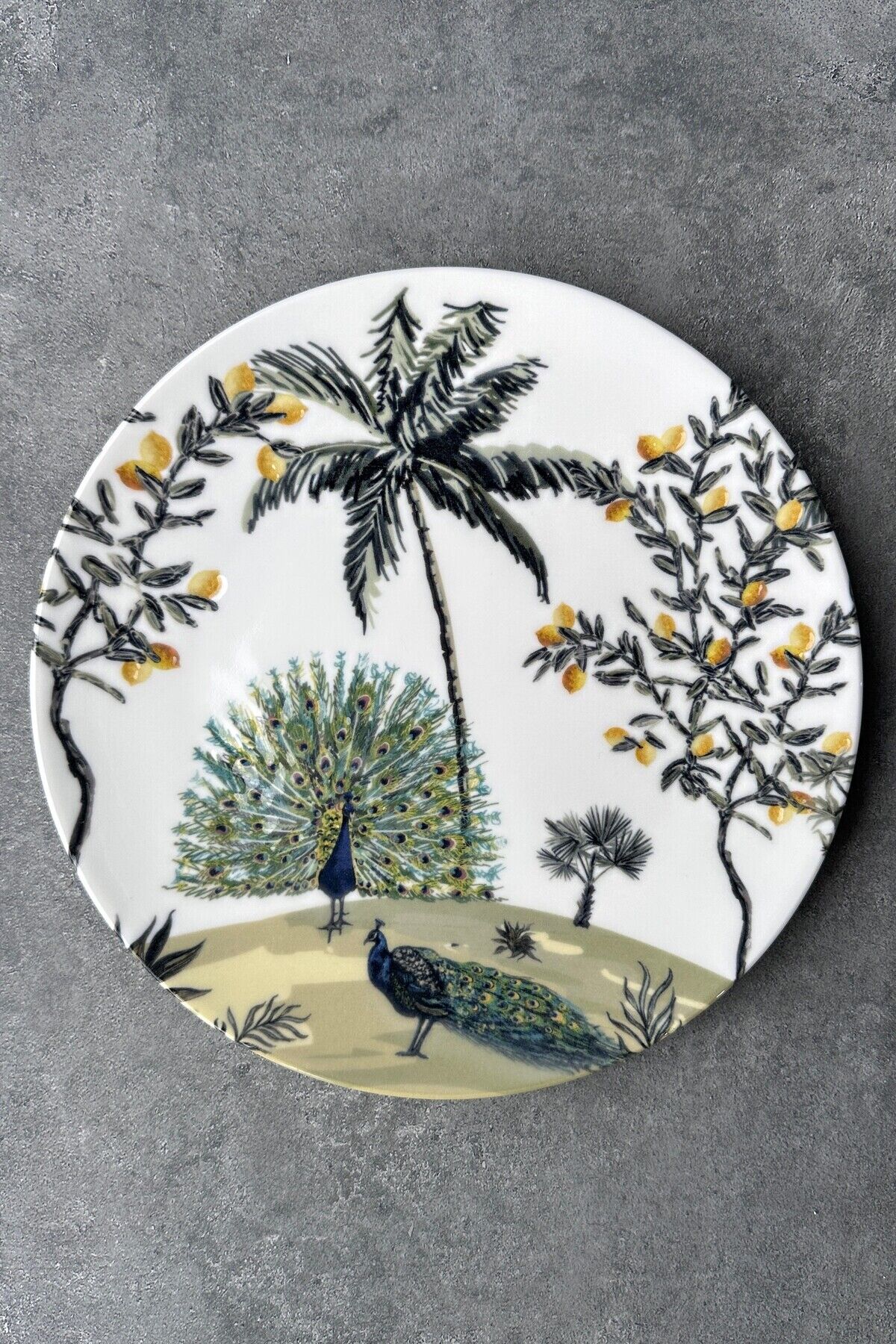 Tavus 6 Parça 6 Kişilik Premium Porselen 25 Cm Limon Desenli Servis Tabağı Takımı Çok Renkli