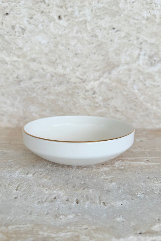 Modern Gümüş Krem 4 Kişilik 15 Cm Premium Porselen Çorba Kasesi Seti Gold