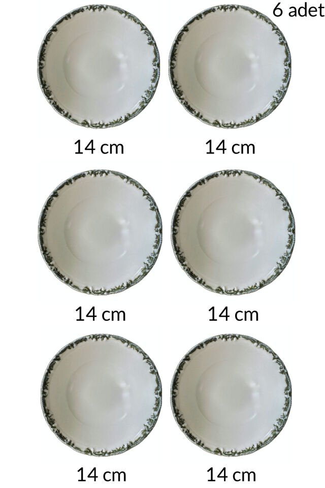 Antique Baby Blue 6 kişilik 14 cm Özel Tasarım Premium Porselen Çorba Kasesi Takımı Mavi YEŞİL