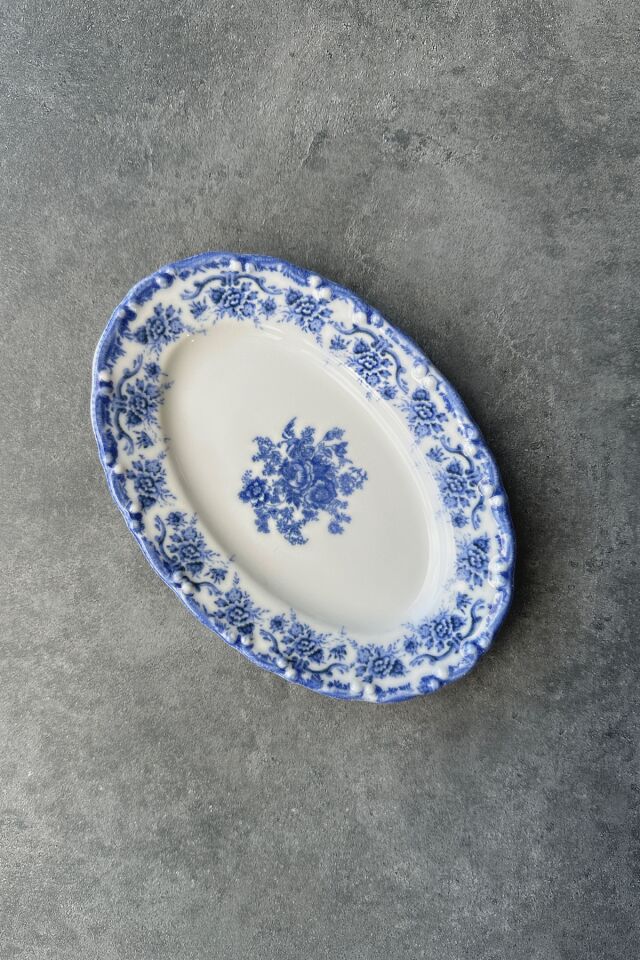 Antique Baby Blue 2li 20 Cm Premium Porselen Küçük Boy Kahvaltılık Kayık Sunum Servis Seti Mavi Mavi