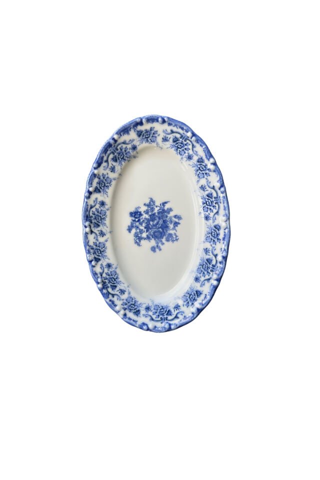 Antique Baby Blue 2li 20 Cm Premium Porselen Küçük Boy Kahvaltılık Kayık Sunum Servis Seti Mavi Mavi