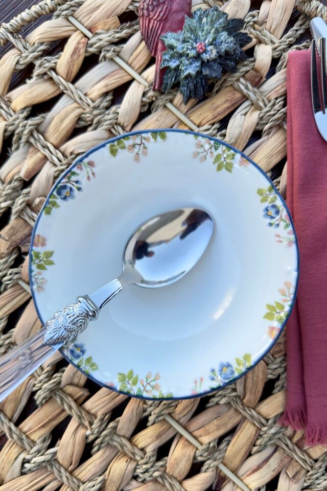 Rosalinda 6 kişilik 14 cm Özel Tasarım Premium Porselen Çorba Kasesi Seti Pembe Çiçek Desenli Pembe