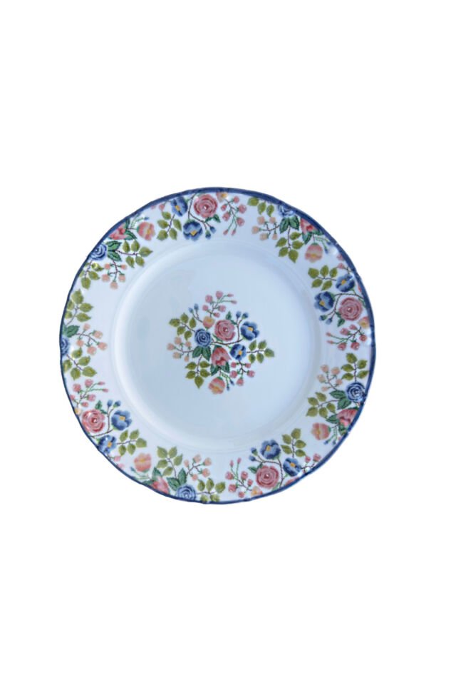 Kanaviçe Lilac 6 Kişilik 25 cm Özel Tasarım Premium Porselen Servis Tabağı Takımı Pembe