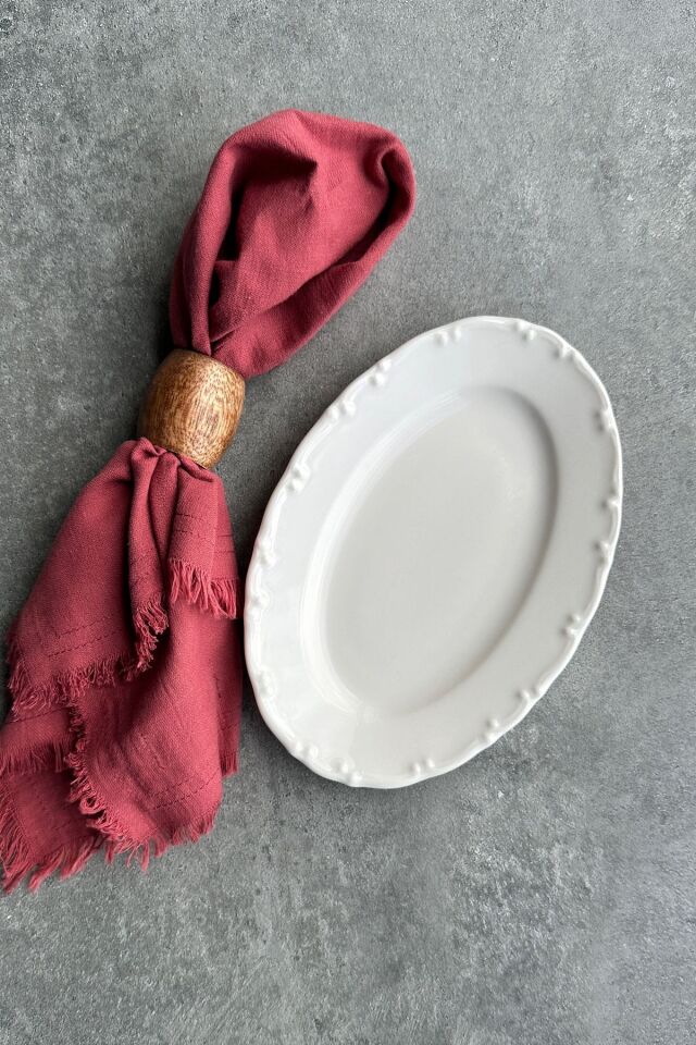 Lianna Krem 2'li 20 cm Küçük Boy Premium Porselen Kahvaltılık Sunum Kayık Tabak Seti Krem