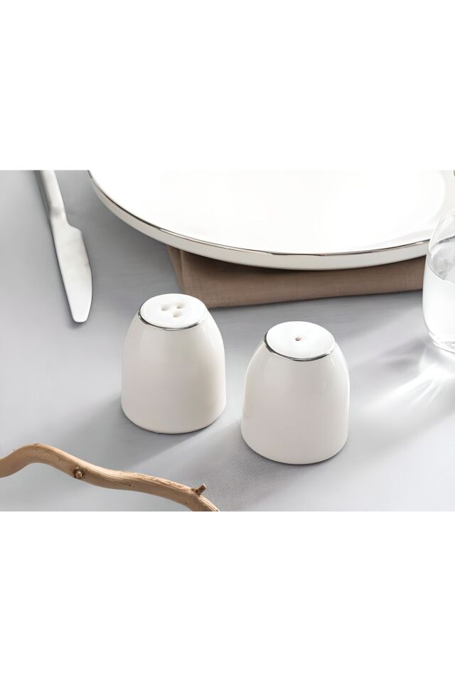 Modern Gümüş Silver Porselen Tuzluk-biberlik takımı 5,5x5 Cm Gümüş