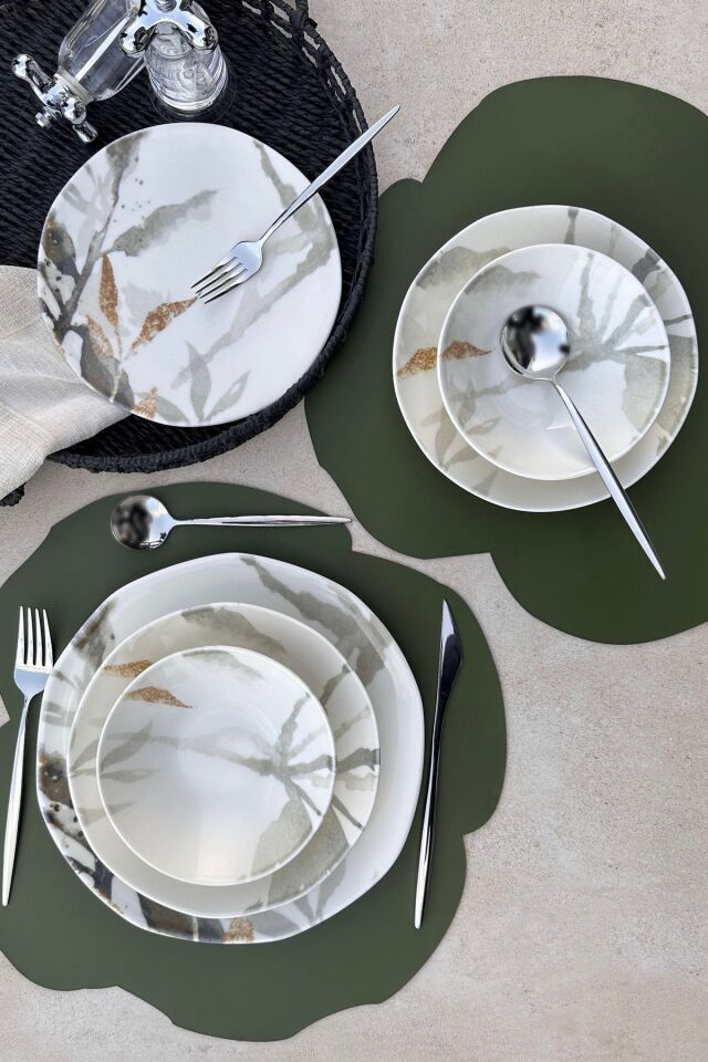 Roma Porselen 6 Kişilik 21 Cm Pasta Tabağı Çıkmayan Desen Garantili Çiçek Desenli KREM