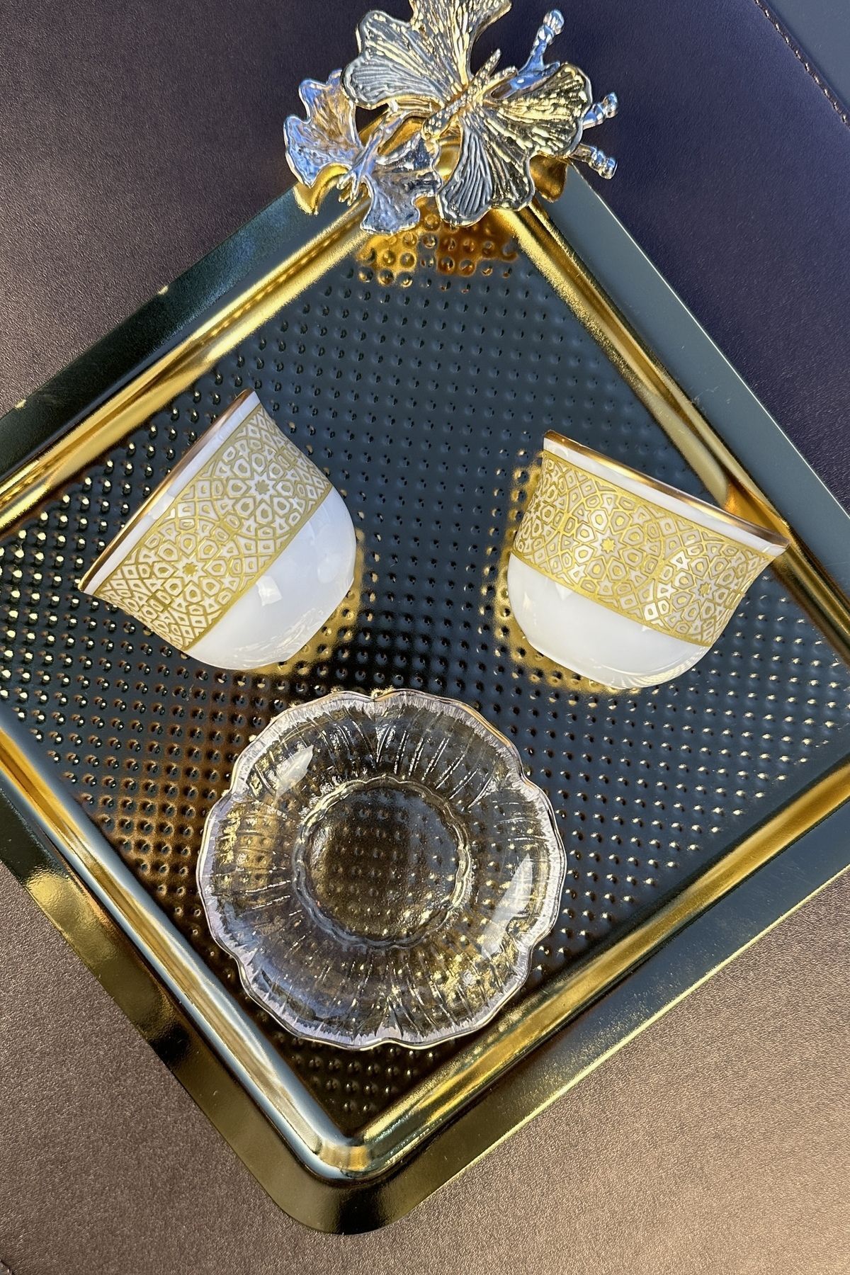 Mezapotamia Gold Premium 2'li Mırra(TABAKSIZ) Espresso Kahve Fincanı Takımı GOLD