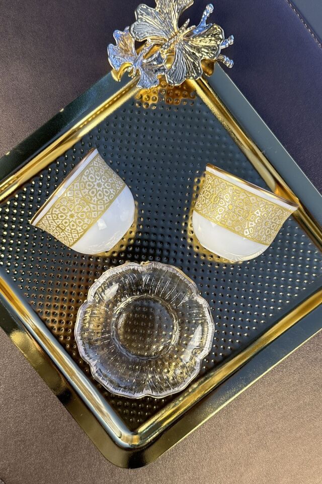 Mezapotamia Gold Premium 2'li Mırra(TABAKSIZ) Espresso Kahve Fincanı Takımı GOLD