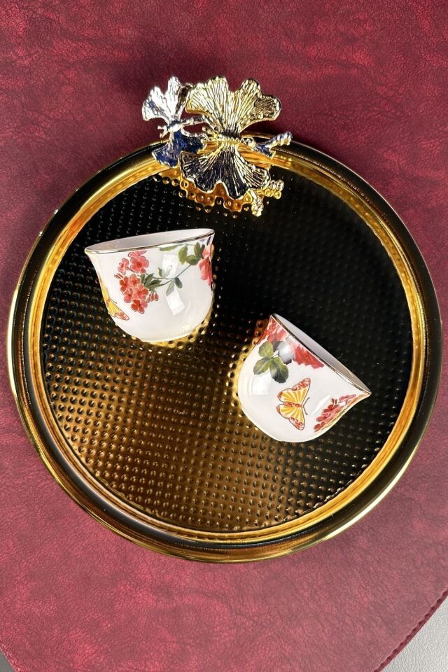 Armoni Gold Premium 2'li Mırra(TABAKSIZ) Espresso Kahve Fincanı Takımı kırmızı