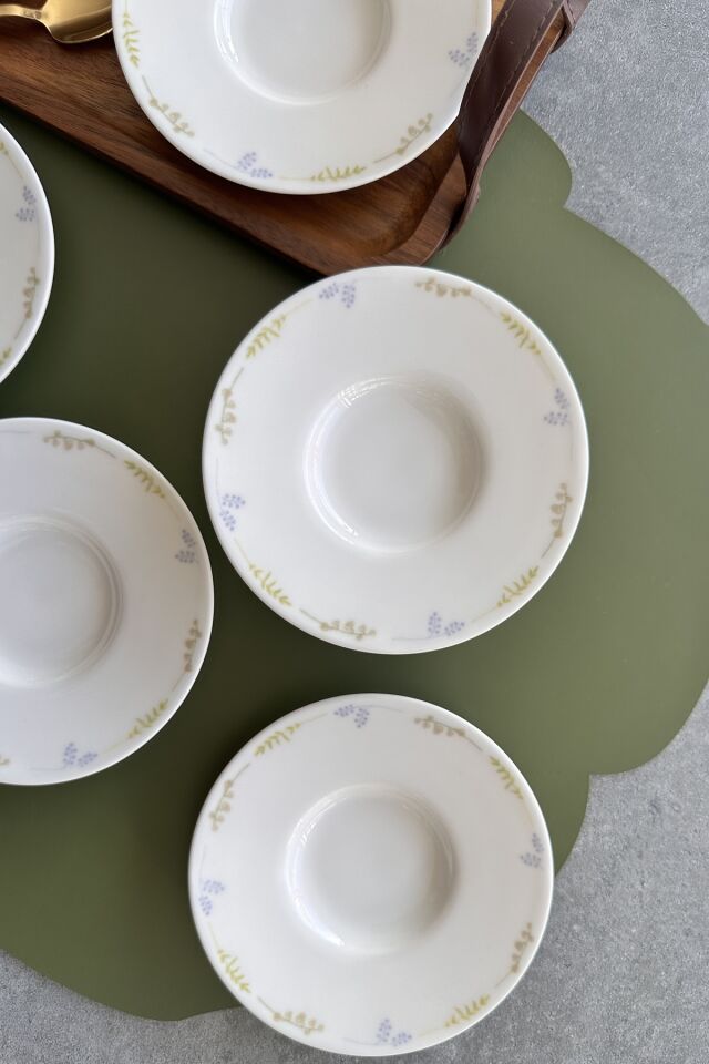 Lily 6 Kişilik 6 Parça Soft Çiçek Desenli Günlük Çay Tabağı Takımı KREM