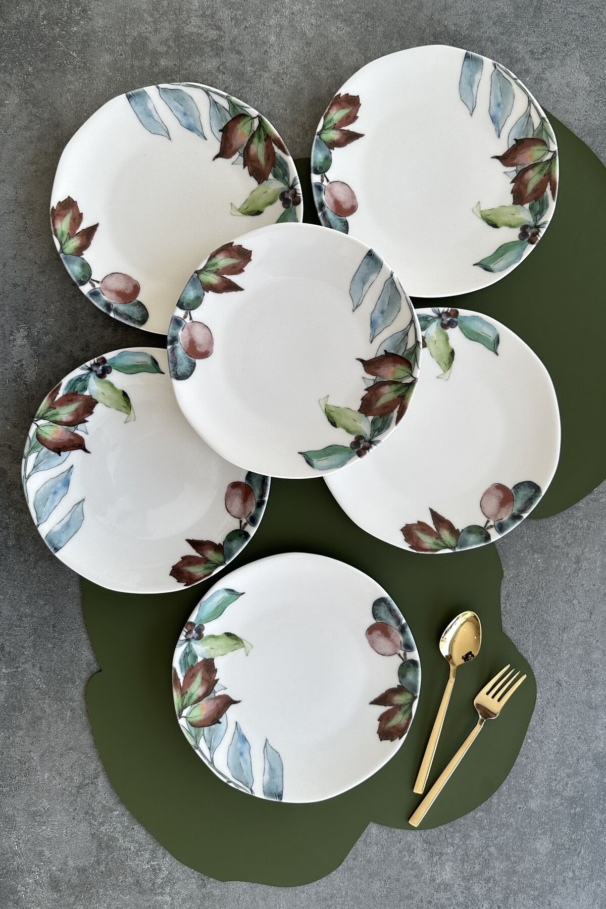Flores Organic 6 Kişilik 6 Parça 21 cm Pasta Tabak Takımı KREM