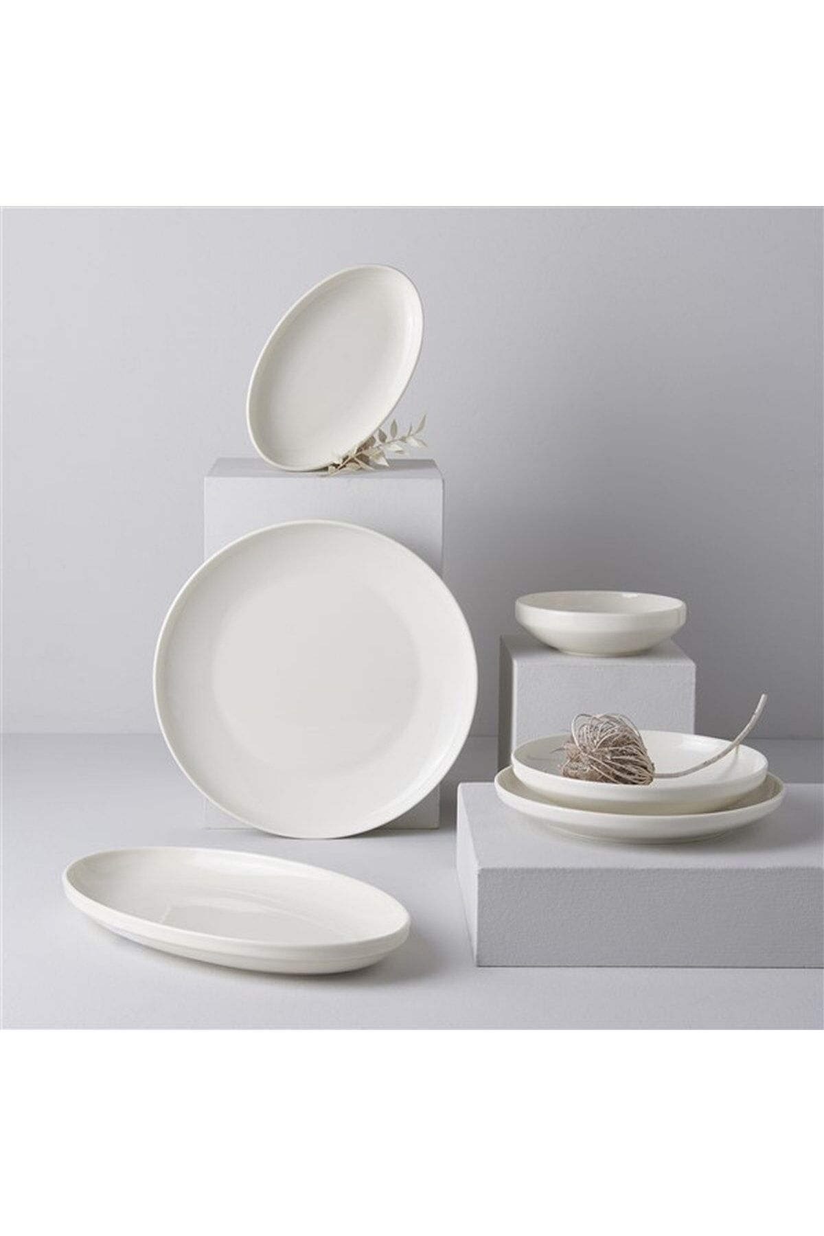 New Modern 6 Kişilik Porselen Yemek takımı KREM