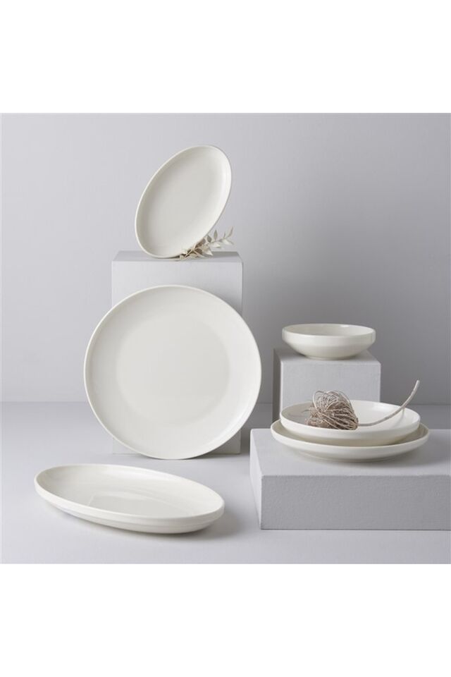 New Modern 6 Kişilik Porselen Yemek takımı KREM