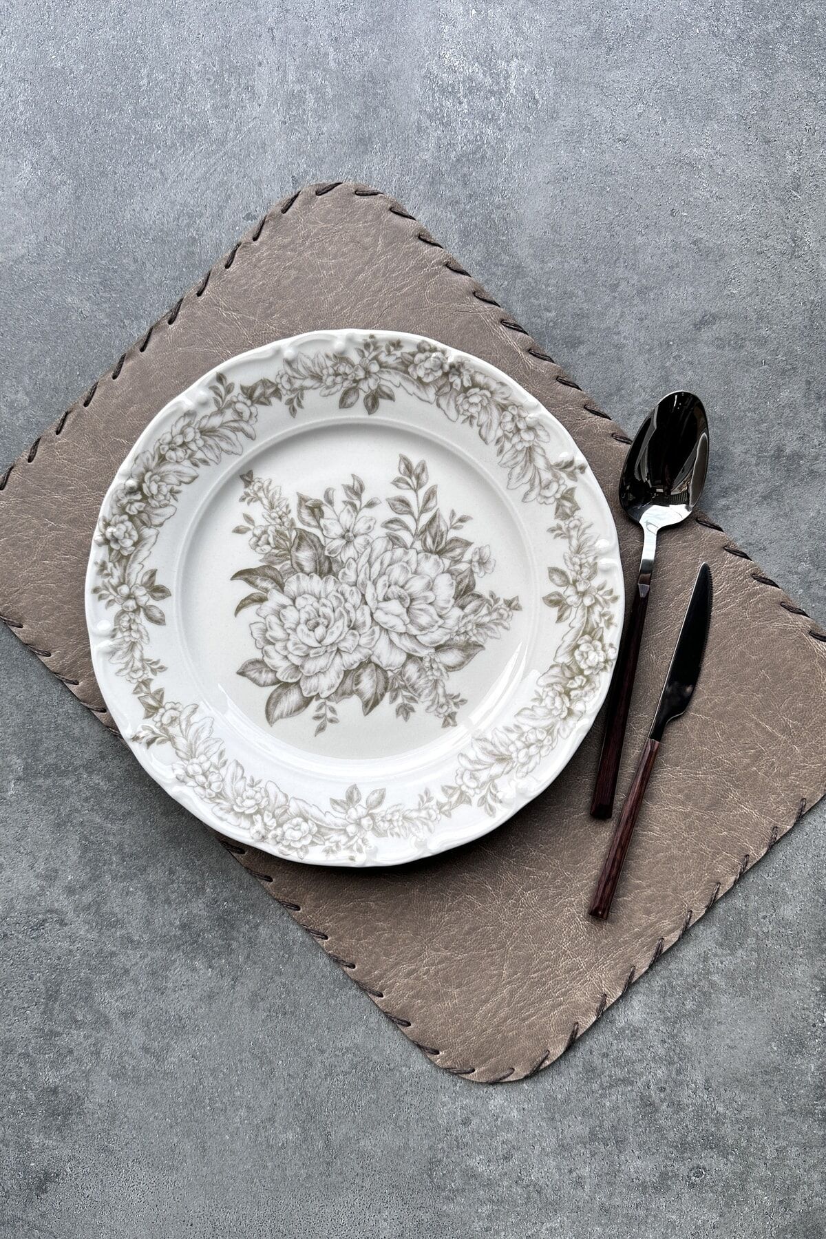 Vintage Rose 6 Kişilik Porselen Servis Tabağı Takımı KREM