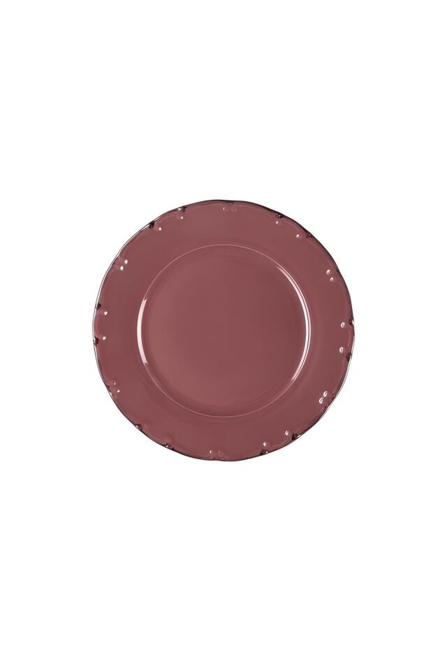 Bastien Carmen Kırmızı El Yapımı Porselen 6 Kişilik Servis Tabağı Takımı 25 Cm bordo