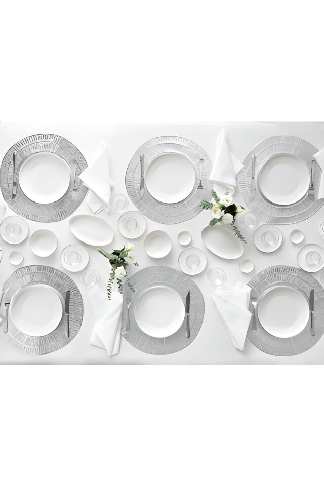 Modern Gümüş Silver 2li 20 Cm Krem Küçük Boy Porselen Kayık Servis Tabağı Seti KREM